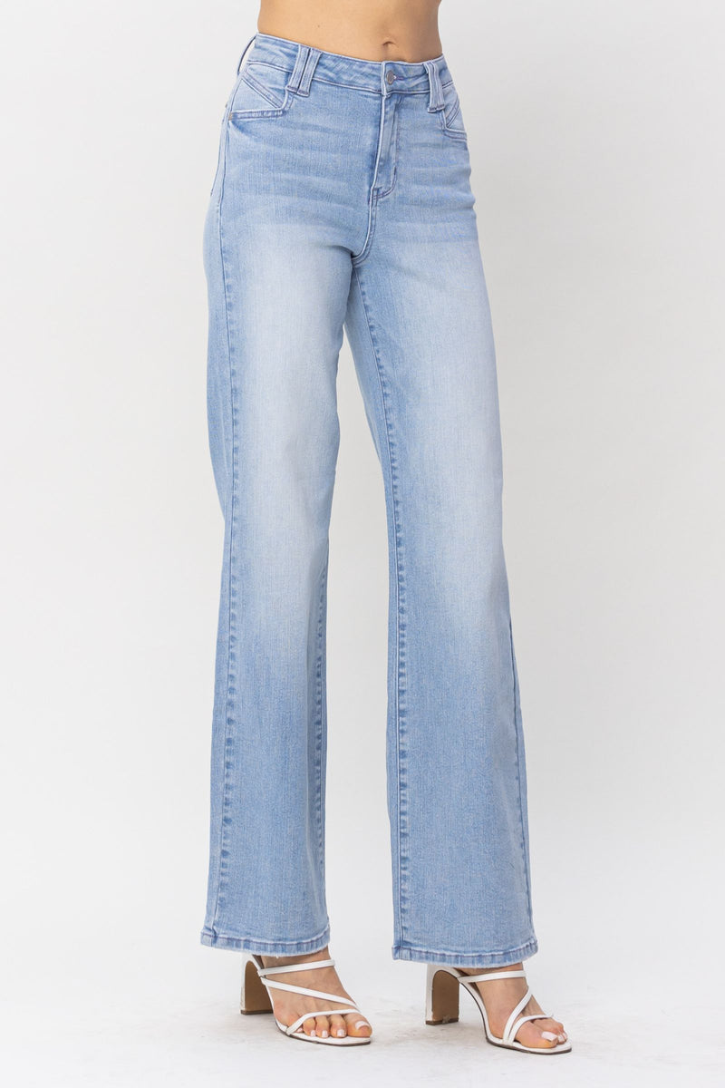 Judy Blue High Waist W/ Pocket Details Wide Leg Denim Jeans 88619