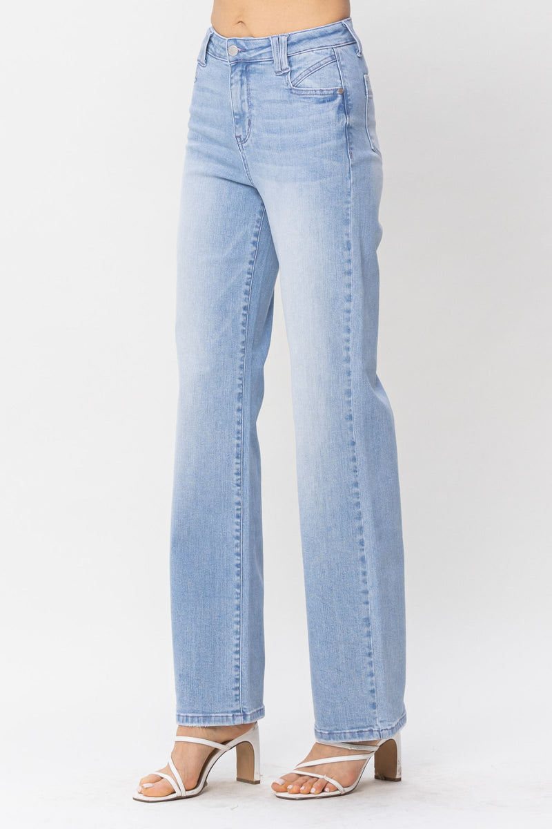 Judy Blue High Waist W/ Pocket Details Wide Leg Denim Jeans 88619