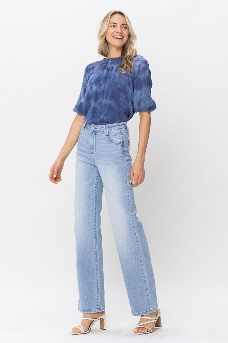 Judy Blue High Waist W/ Pocket Details Wide Leg Denim Jeans 88619