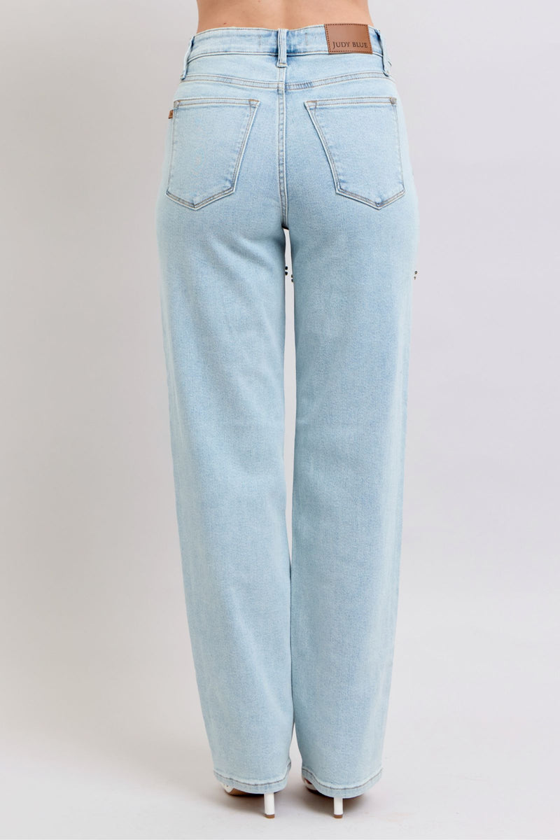 High waisted Judy Blue Rhinestone cutout denim jeans