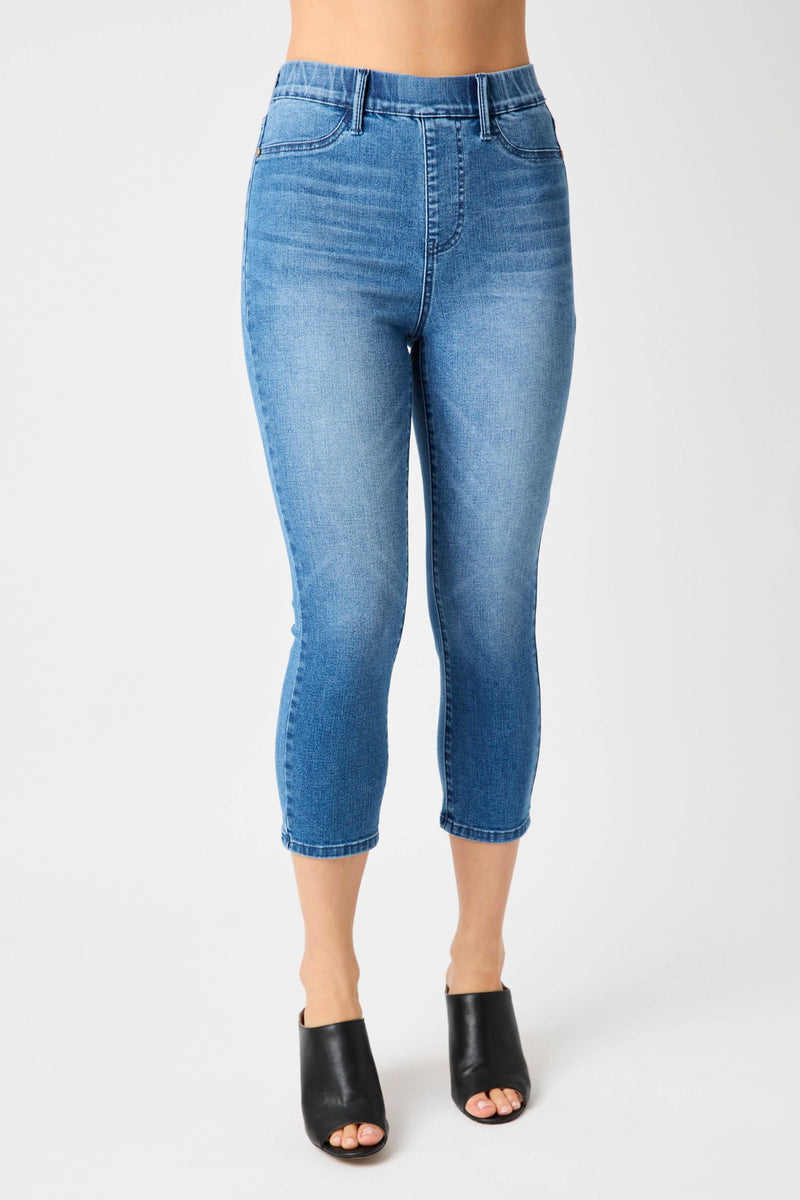 Judy Blue High Waist Pull On Cool Capri Denim Jeans 78111