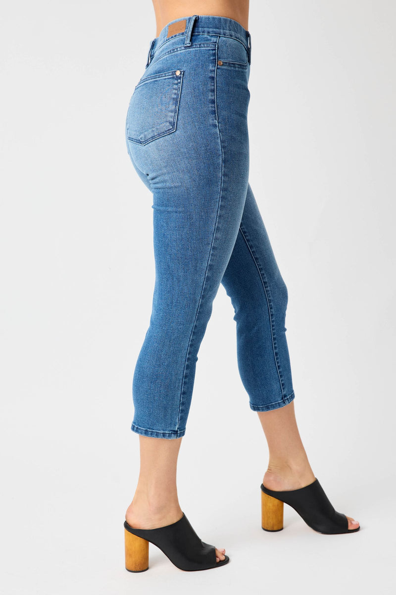 Judy Blue High Waist Pull On Cool Capri Denim Jeans 78111