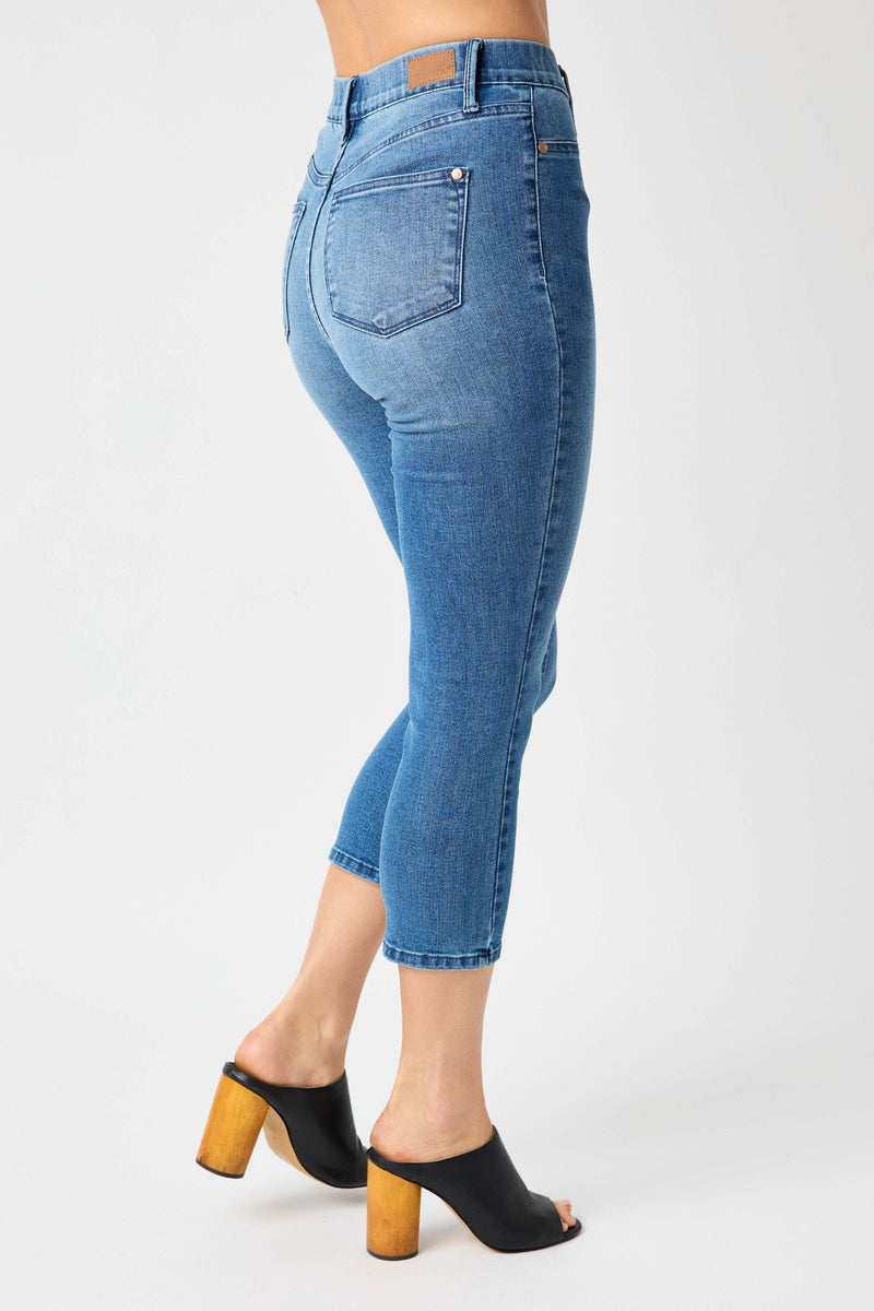 Judy Blue High Waist Pull On Cool Capri Denim Jeans 78111