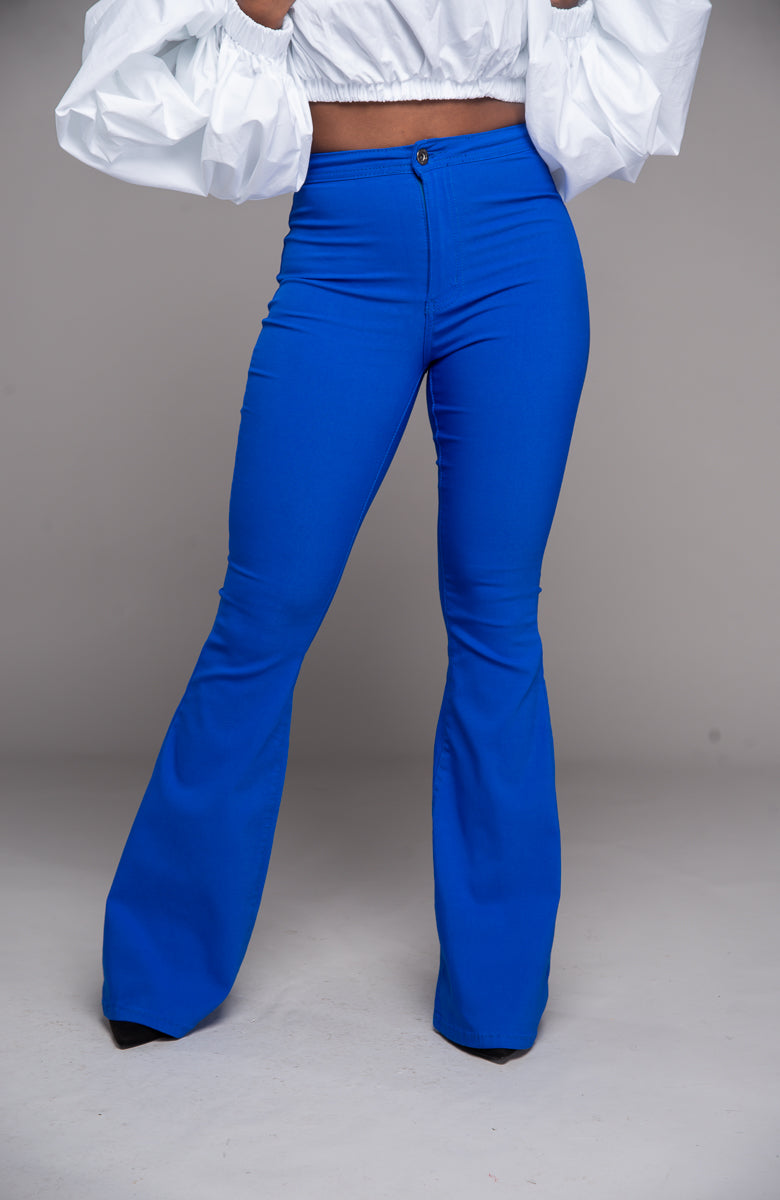 Super Stretch High Waist Wide Leg Denim (Blue)