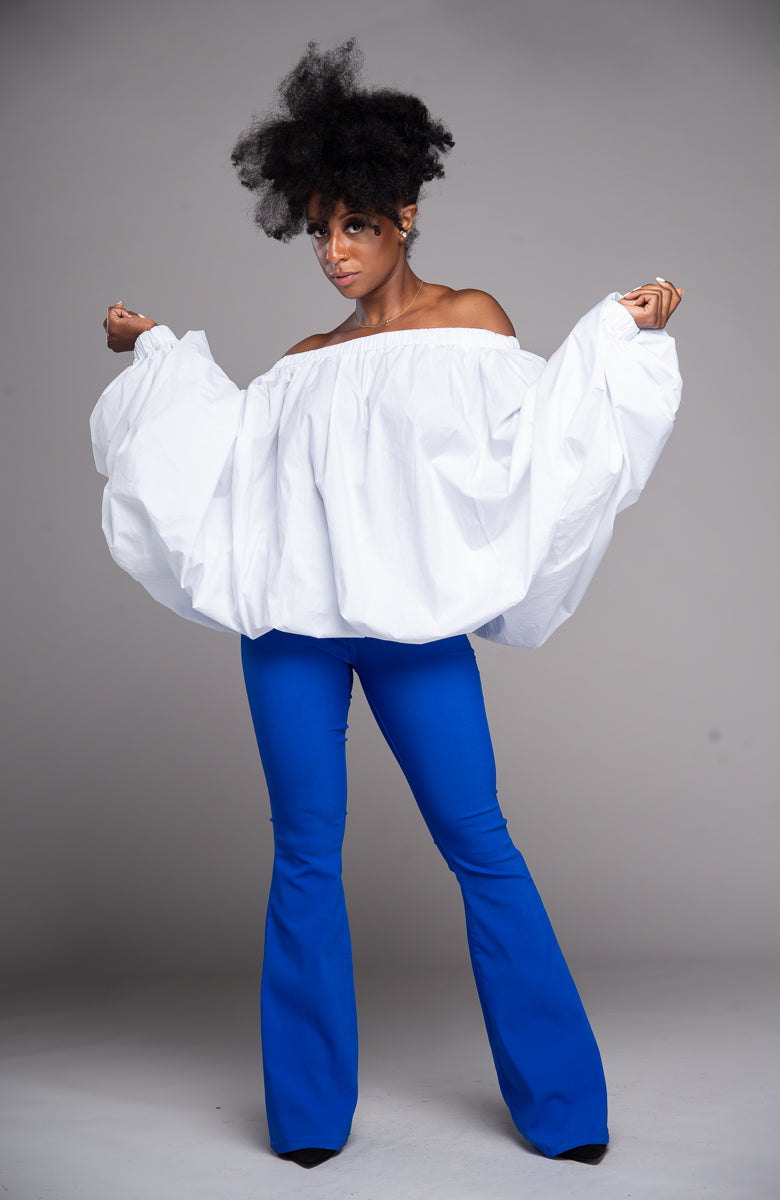 Super Stretch High Waist Wide Leg Denim (Blue)