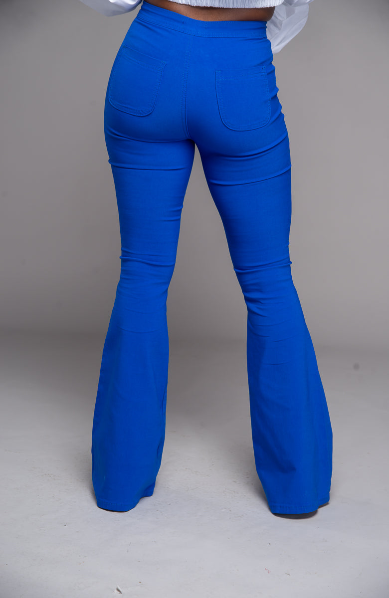 Super Stretch High Waist Wide Leg Denim (Blue)