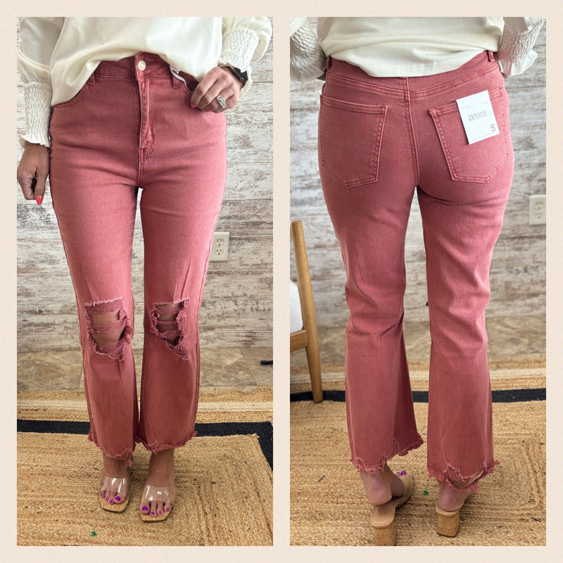 Zenana Acid Wash Colored Denim ~ 5 Colors