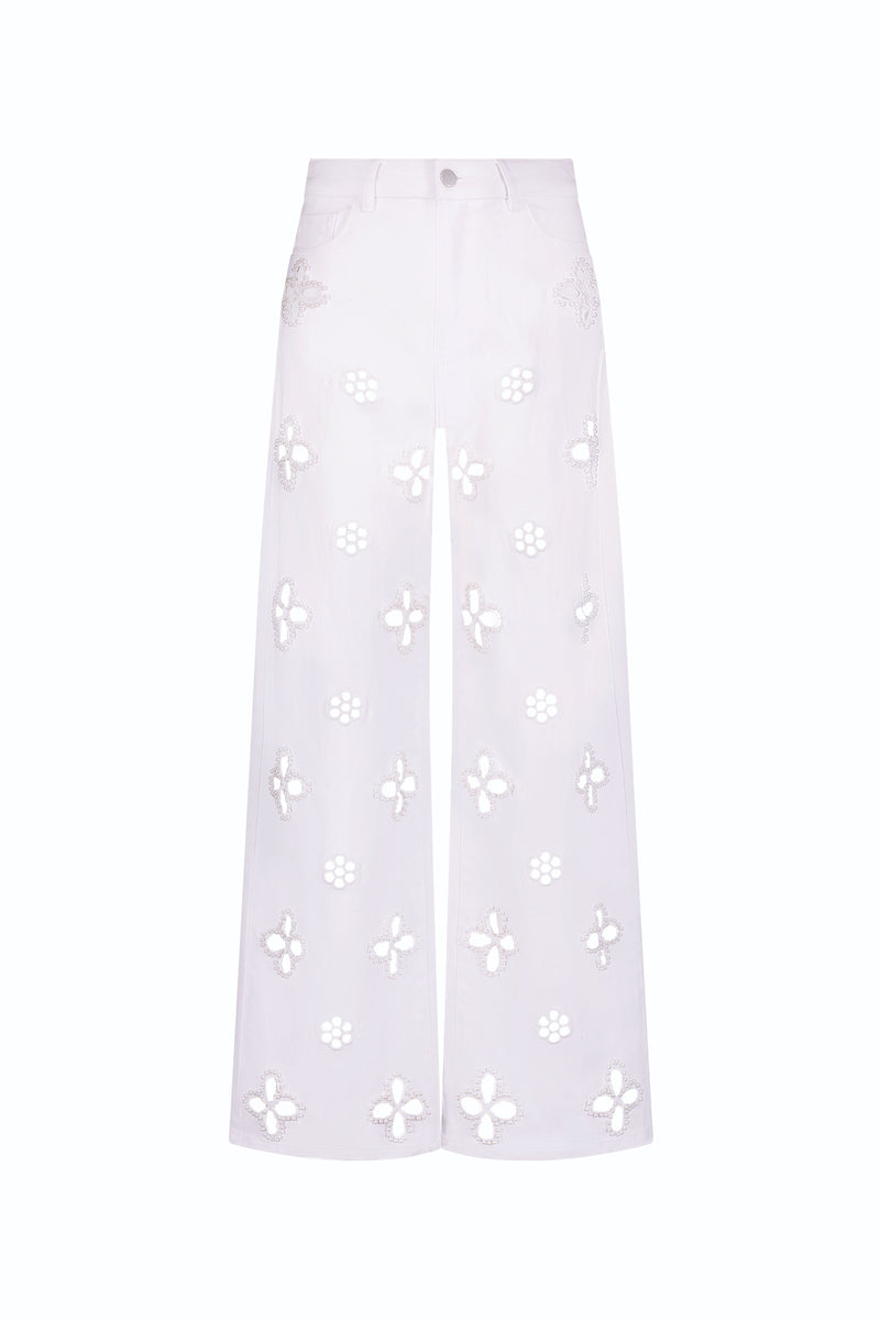 Kaia Pearl High Rise Jean - White