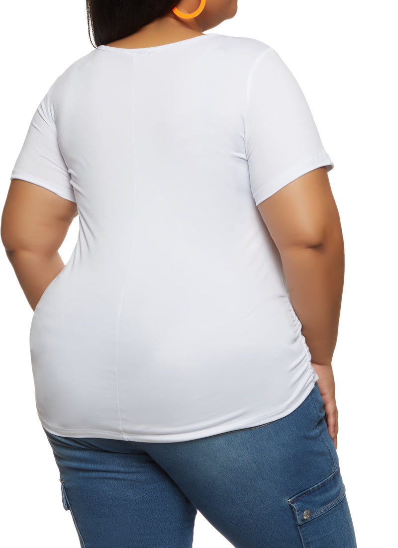 Plus Size Living My Blessed Life Rhinestone Graphic Tee
