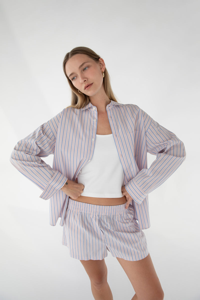 STRIPED COTTON POPLIN BOXER SHORT
