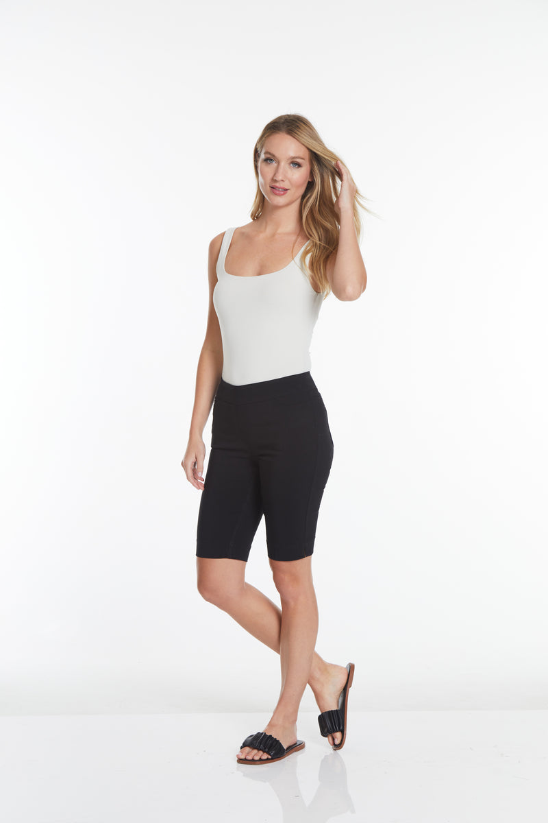 Pull On Black Walking Shorts With Pockets