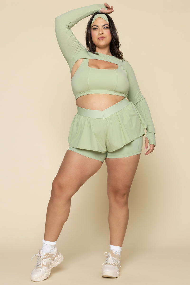 On The Run Ruffle Short - Pistachio