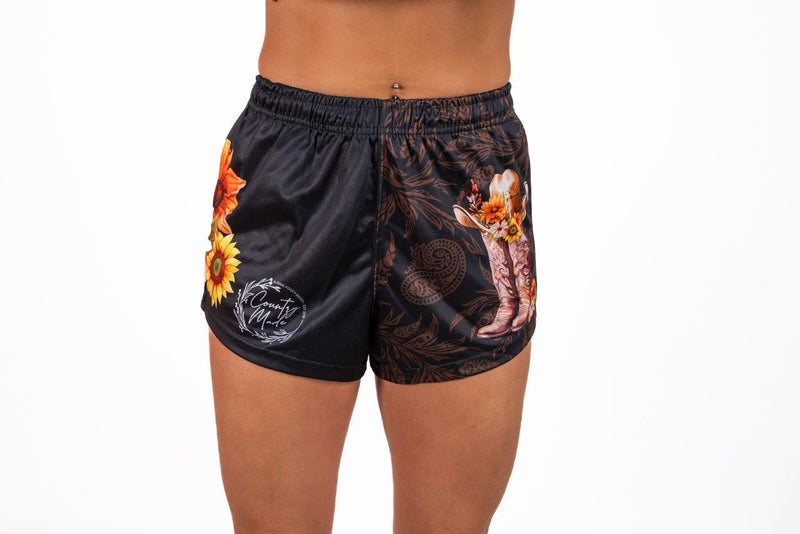 Cowgirl Wild Flower Footy Shorts (With Pockets)