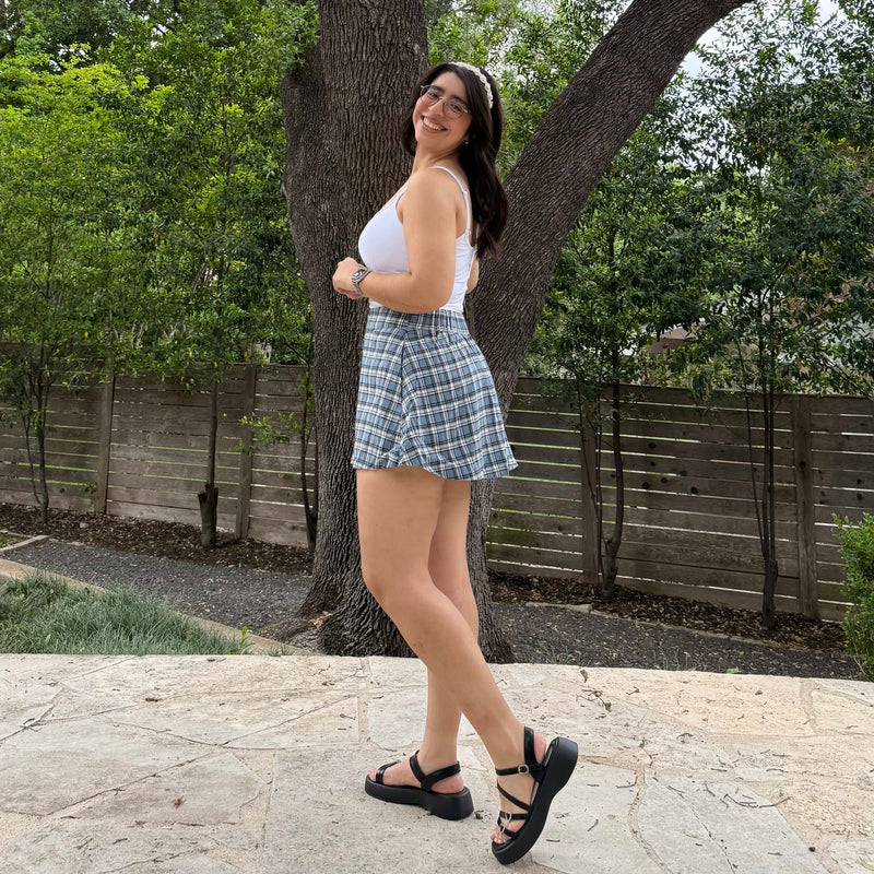 Christina Mini Skirt - Blue Plaid *Clearance Sale*