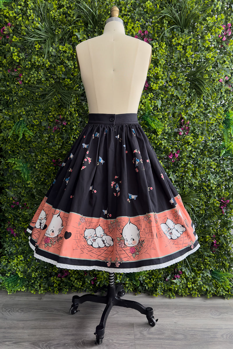 Kewpie® Spiderweb Love Novelty Print Gathered Skirt