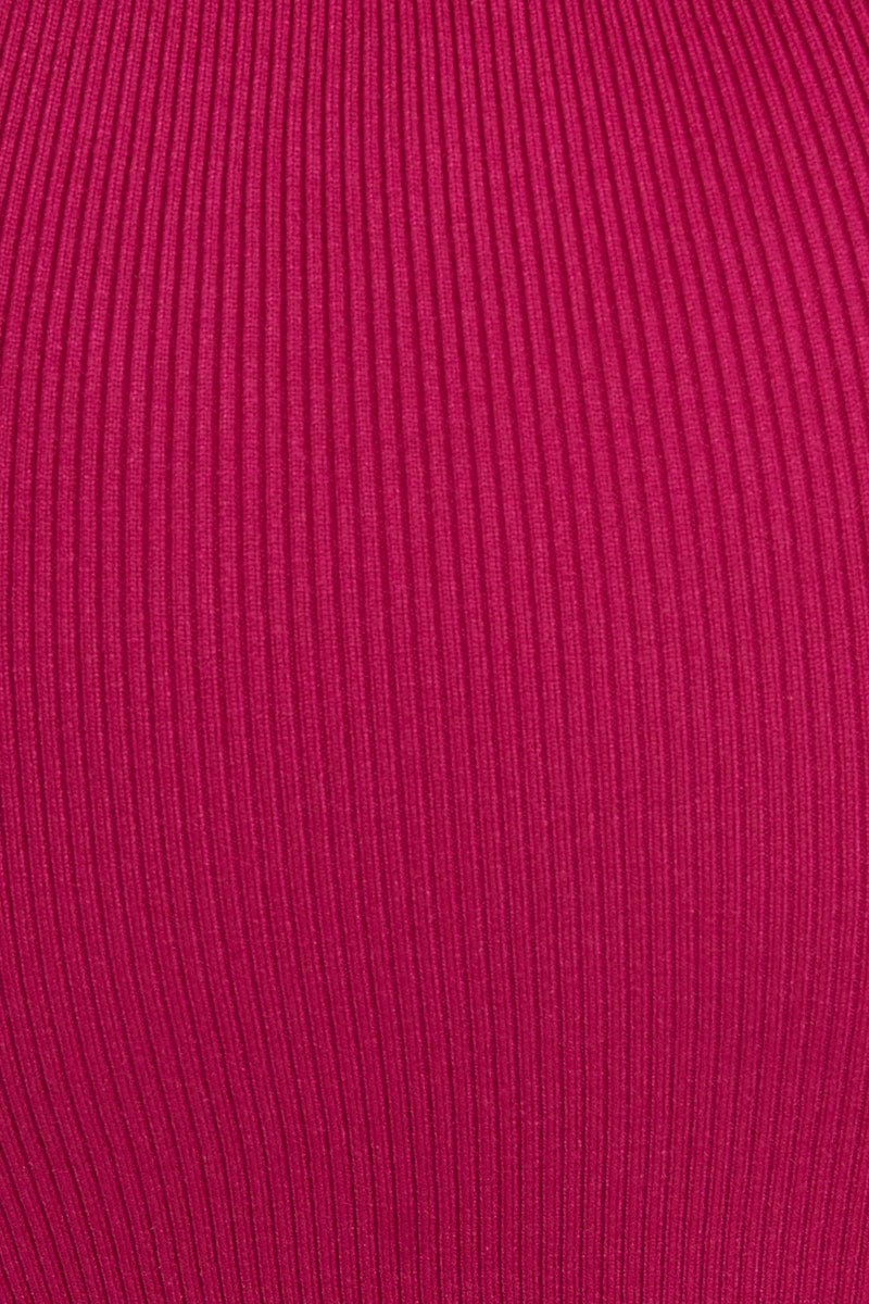 Pink Knit Skirt Midi High Rise