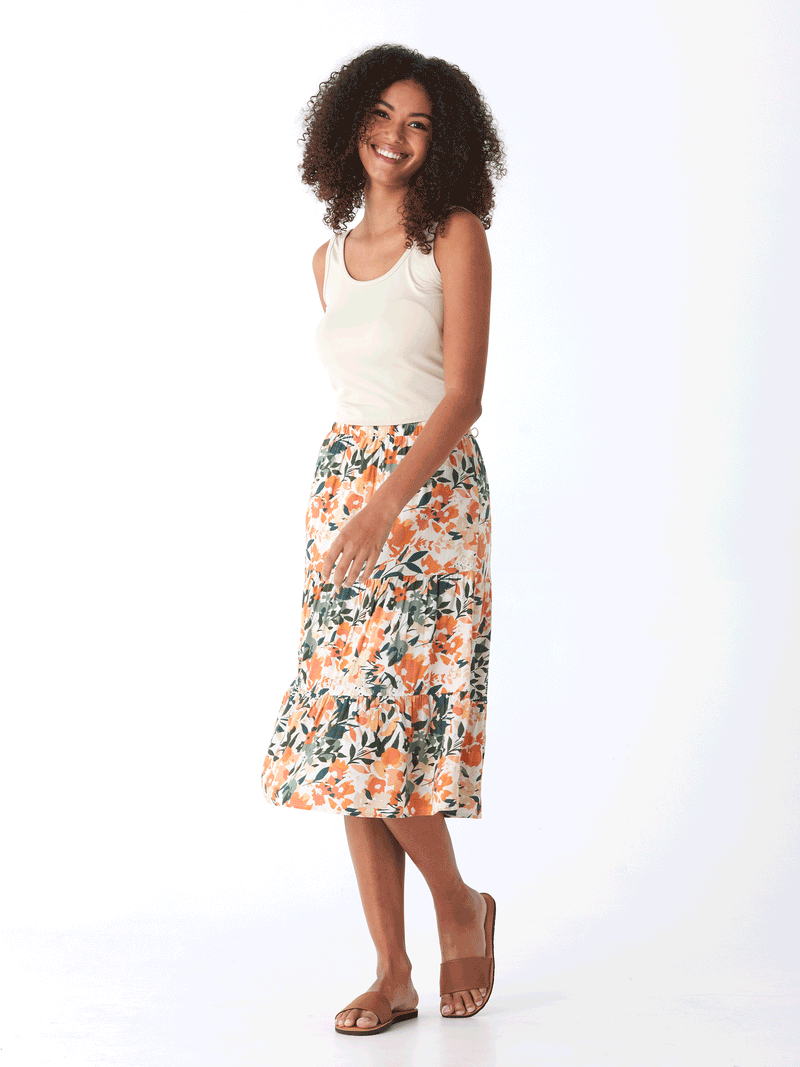 Kathleen Printed Woven Midi Skirt