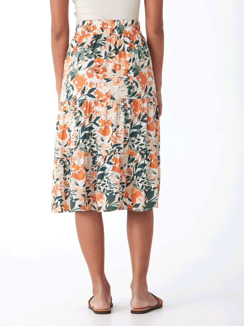 Kathleen Printed Woven Midi Skirt