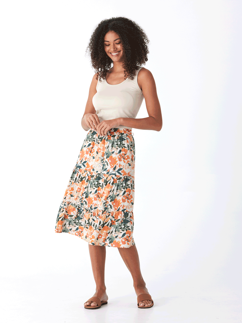 Kathleen Printed Woven Midi Skirt