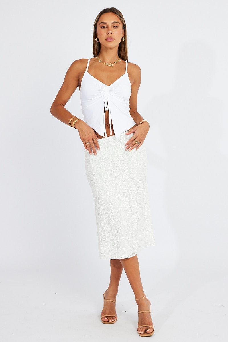 White Lace Skirt High Rise