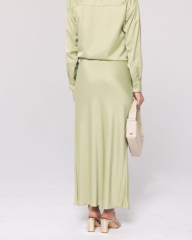 'Seville' Sage Green Satin Skirt