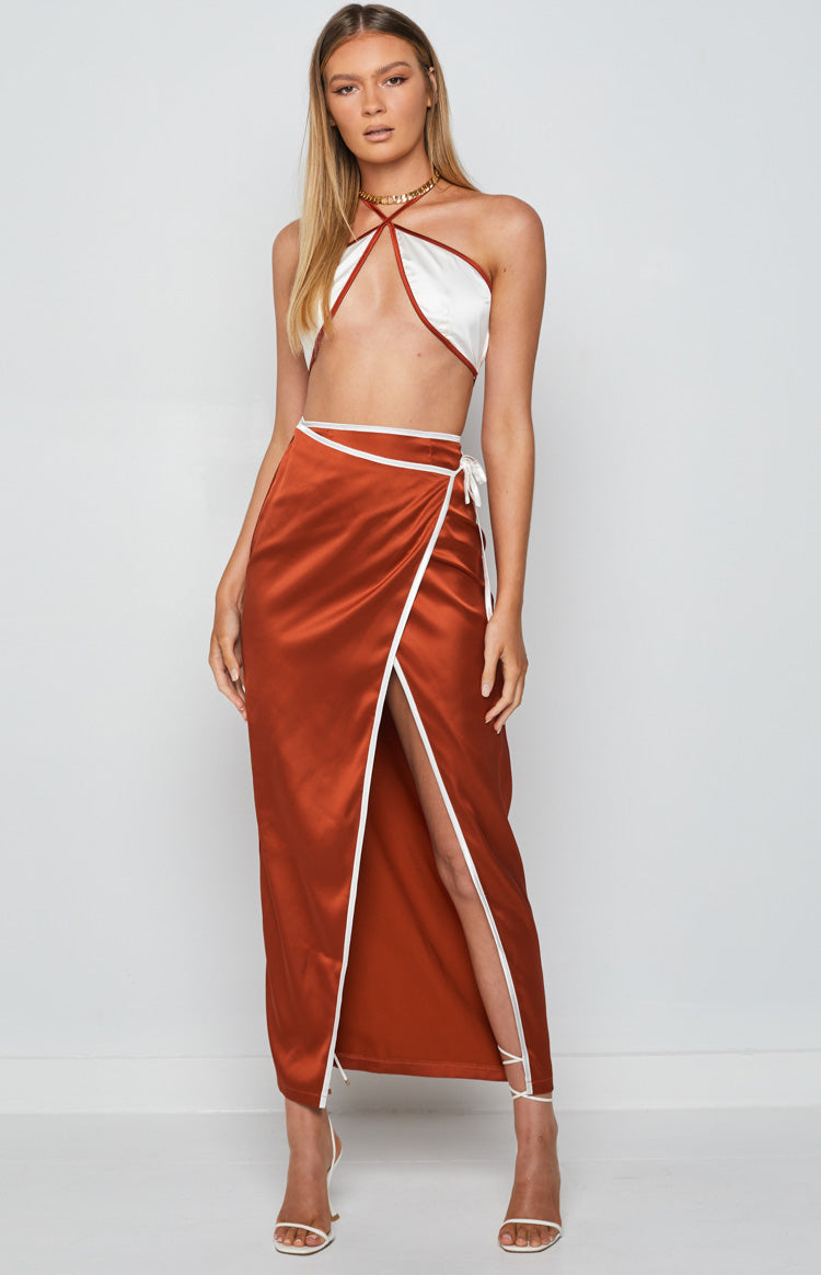 Lou Wrap Maxi Skirt Brown