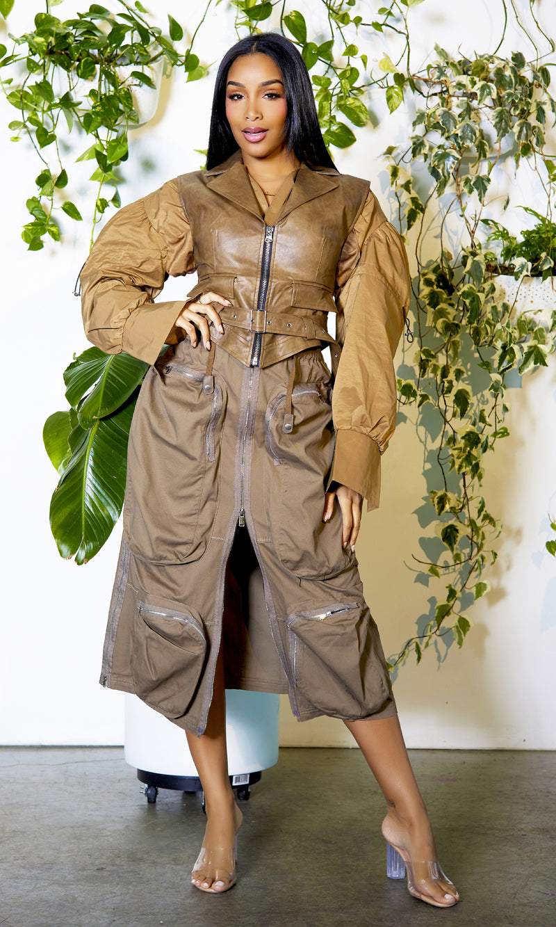 Olive Cargo Skirt