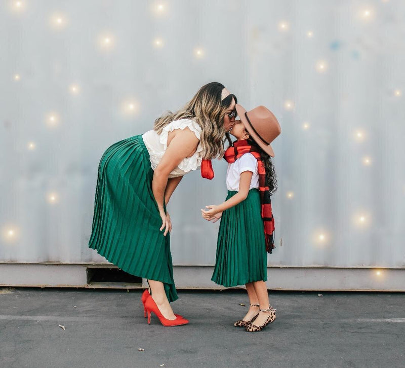 Hunter Green Pleated Skirt | Mommy and Me Style