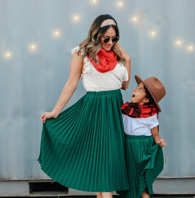 Hunter Green Pleated Skirt | Mommy and Me Style
