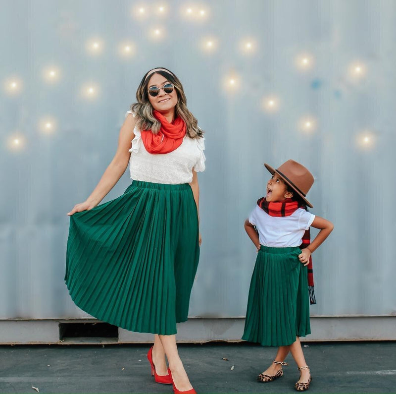 Hunter Green Pleated Skirt | Mommy and Me Style
