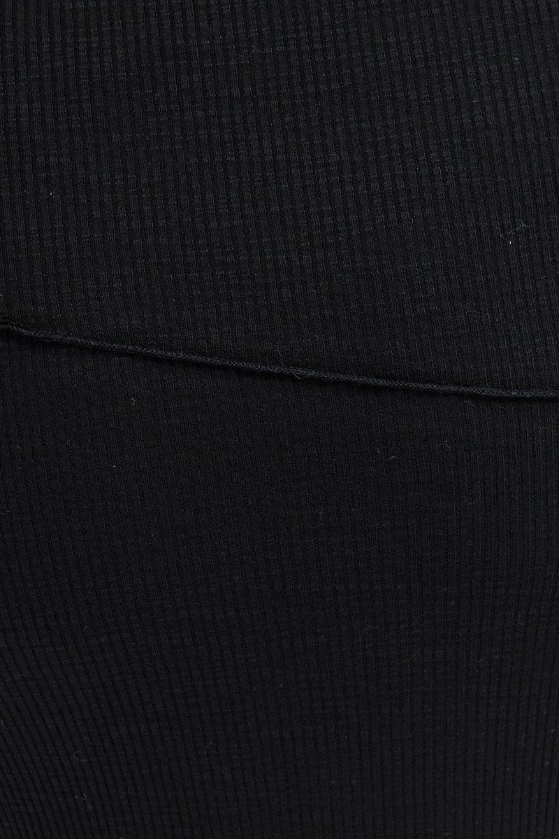Black Maxi Skirt Asymmetrical Rib
