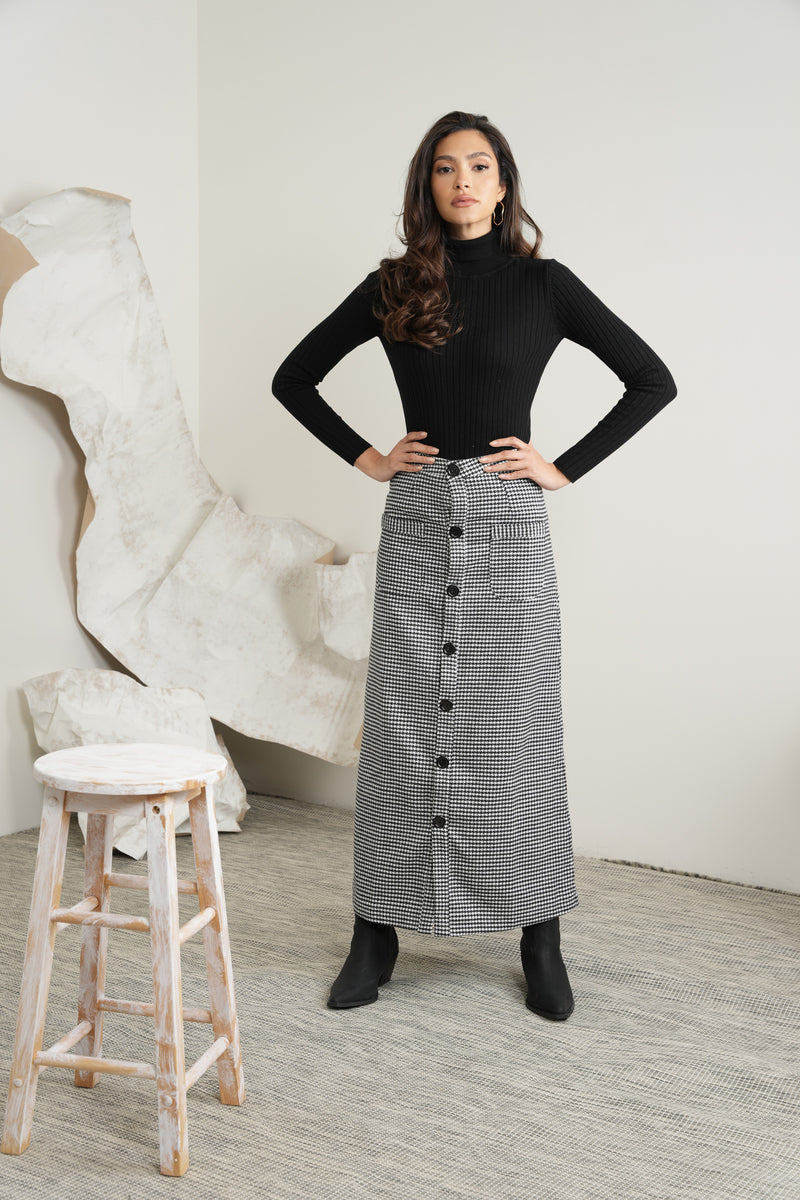 Plaid Button Skirt