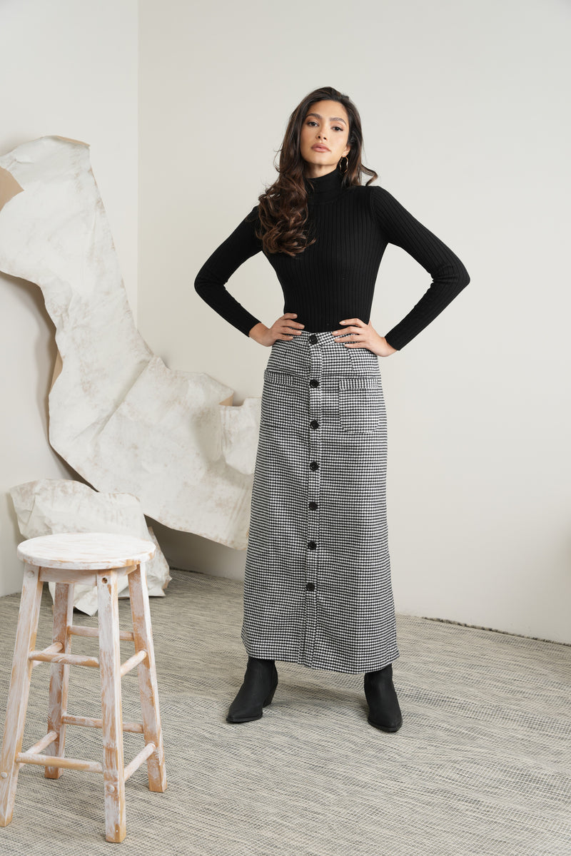 Plaid Button Skirt