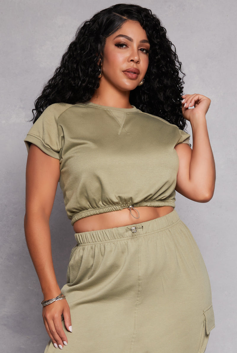 Plus Size Almost Famous Cap Sleeve Sweatshirt