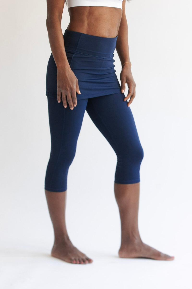 Blueberry Skirted Capris Leggings with Pockets