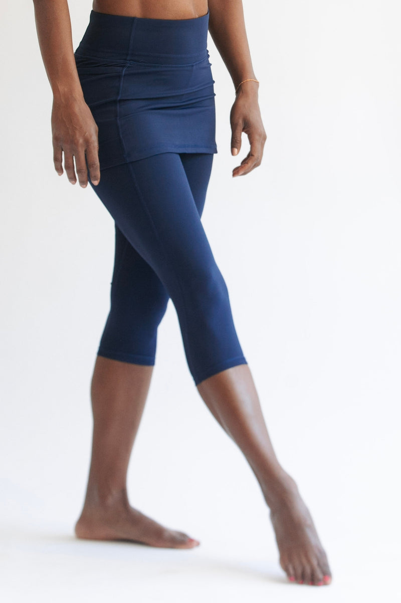 Blueberry Skirted Capris Leggings with Pockets