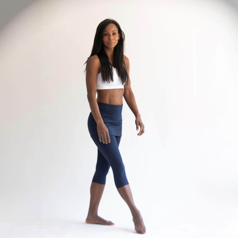 Blueberry Skirted Capris Leggings with Pockets
