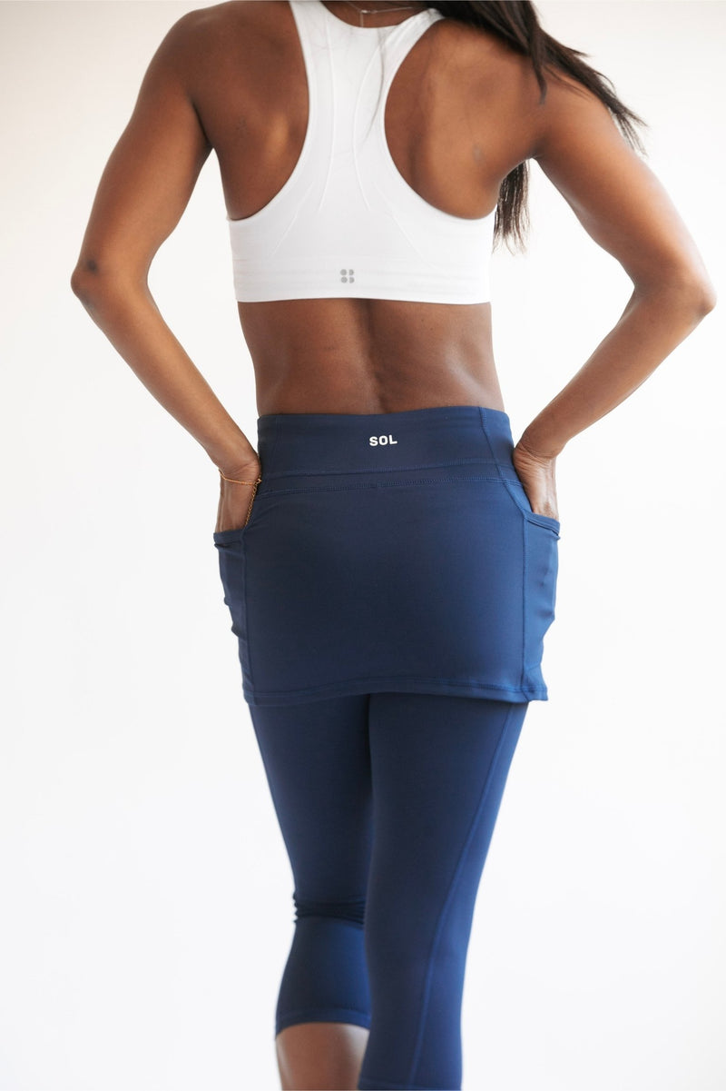 Blueberry Skirted Capris Leggings with Pockets