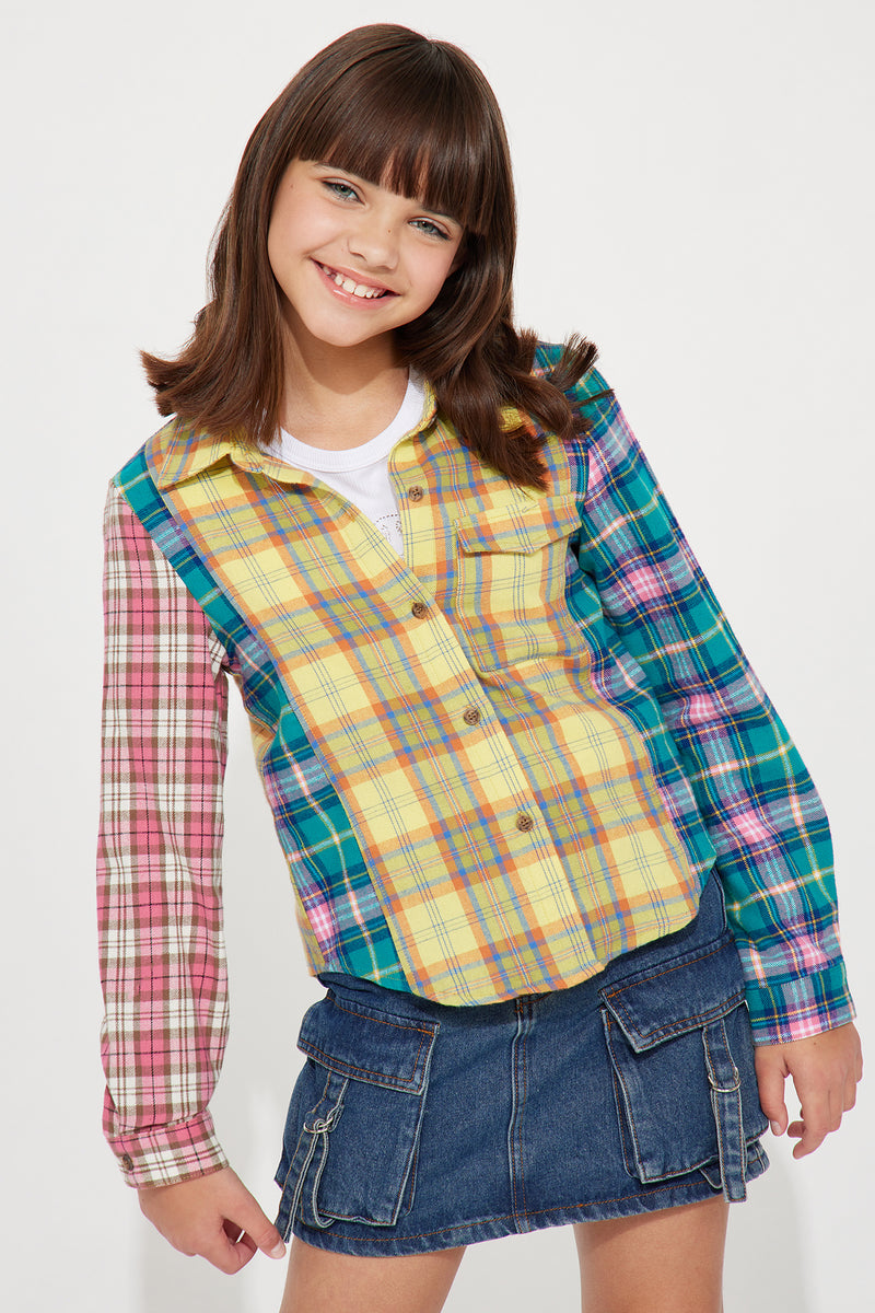 Mini Off Line Plaid Top - Yellow/combo