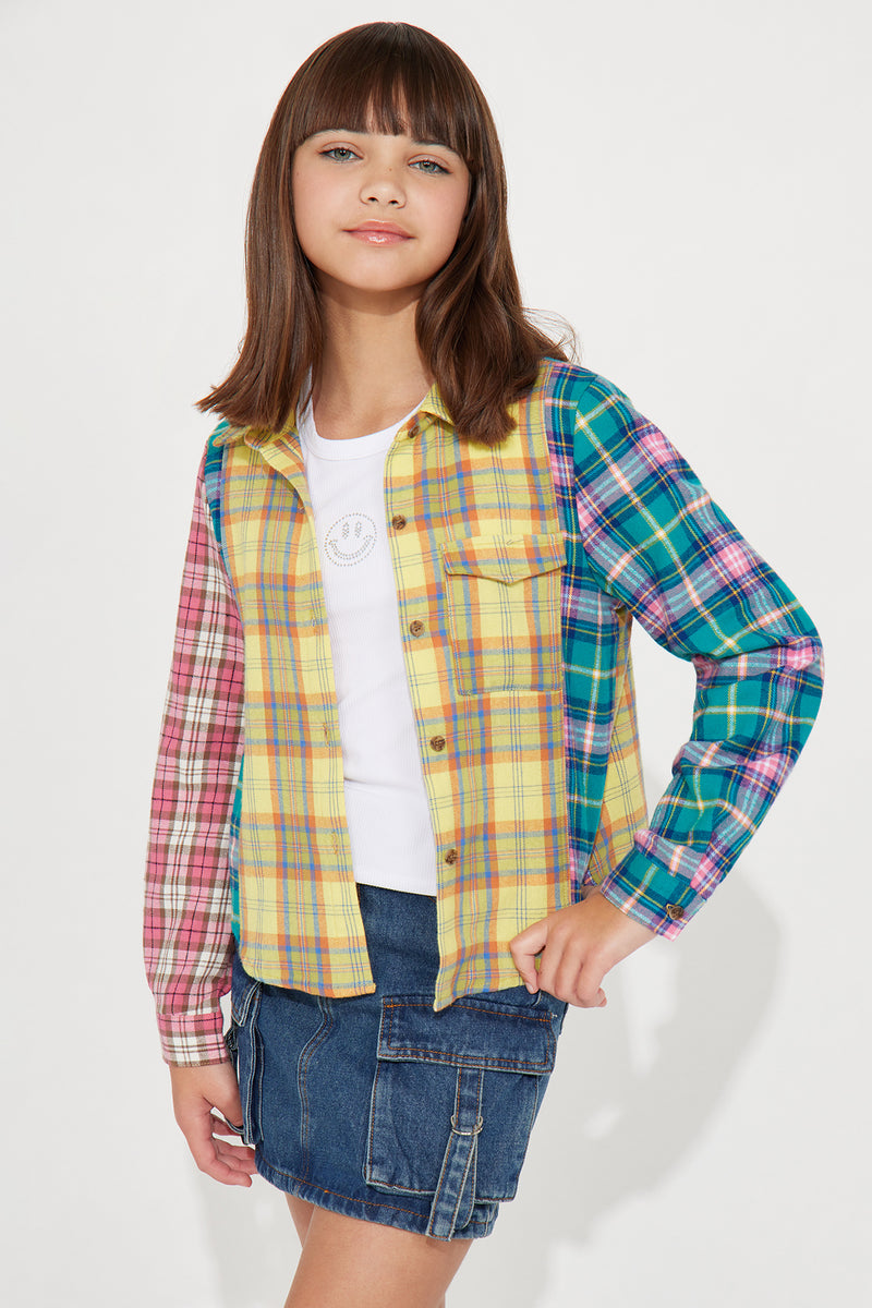 Mini Off Line Plaid Top - Yellow/combo