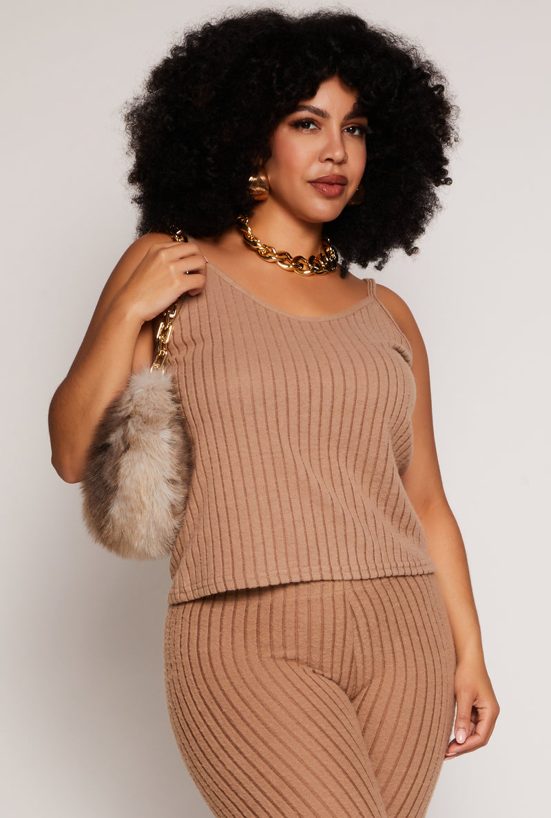 Plus Size Brushed Ribbed Knit Cami