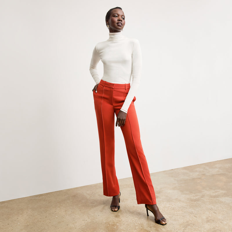 Lowen Jetset Pant - Everyday Crepe with Topstitch :: Ginger