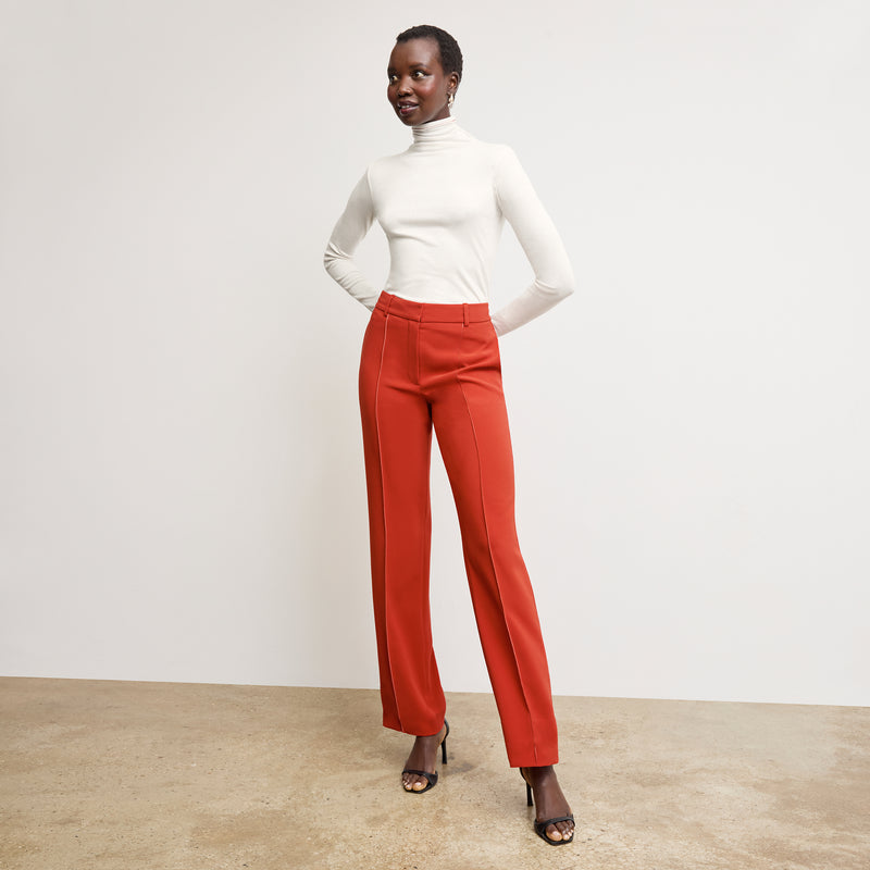 Lowen Jetset Pant - Everyday Crepe with Topstitch :: Ginger