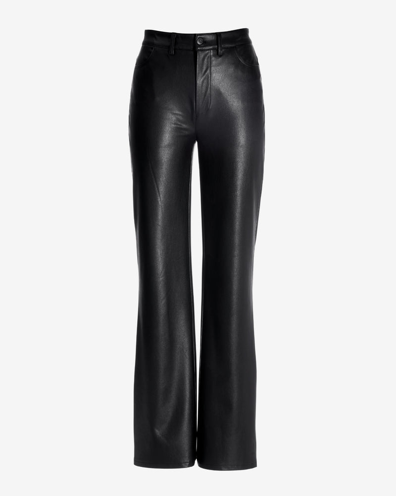 Malibu Faux Leather Wide Leg Five Pocket Pant Black