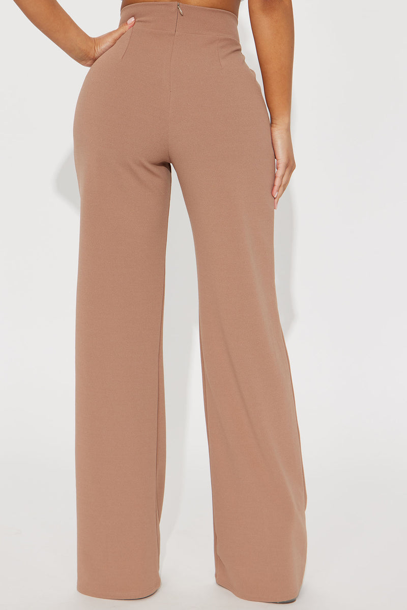 Petite Call It Even Wide Leg Dress Pants - Taupe