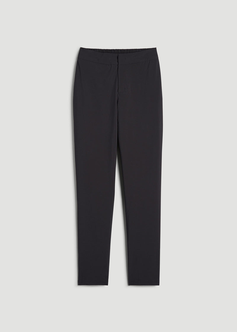 Pull On Fleece Lined Trouser Pants for Tall Women in Black