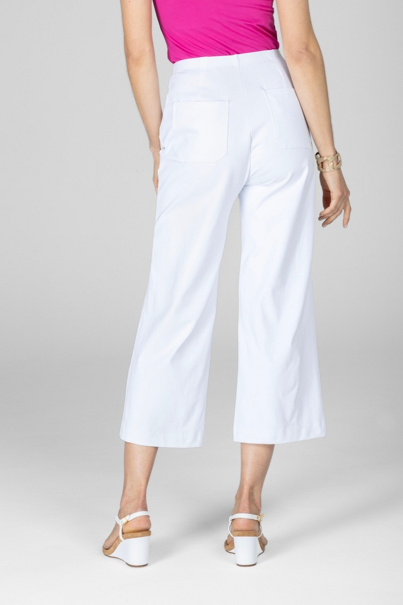 MERCEDES PATCH POCKET CROP PANT: WHITE