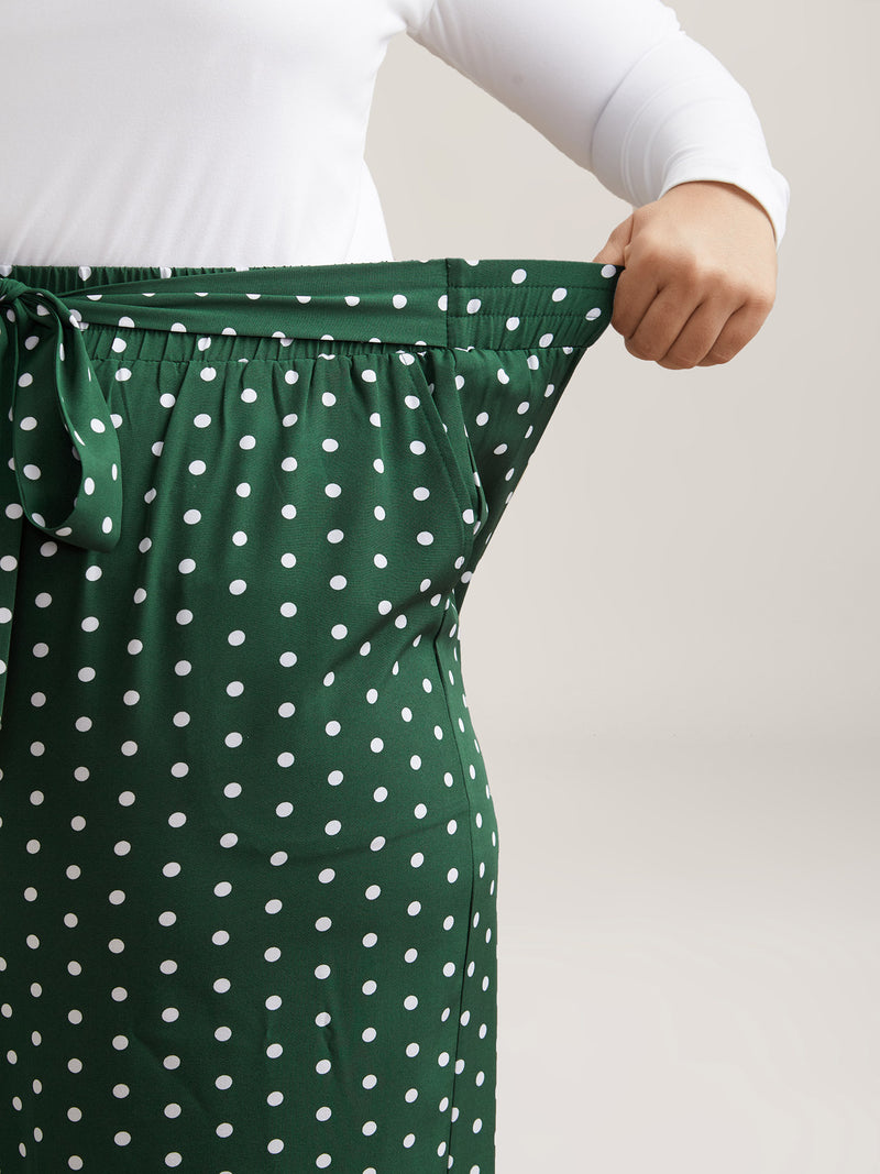 Polka Dots Tied Wide Leg Pants