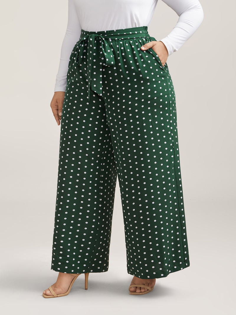 Polka Dots Tied Wide Leg Pants