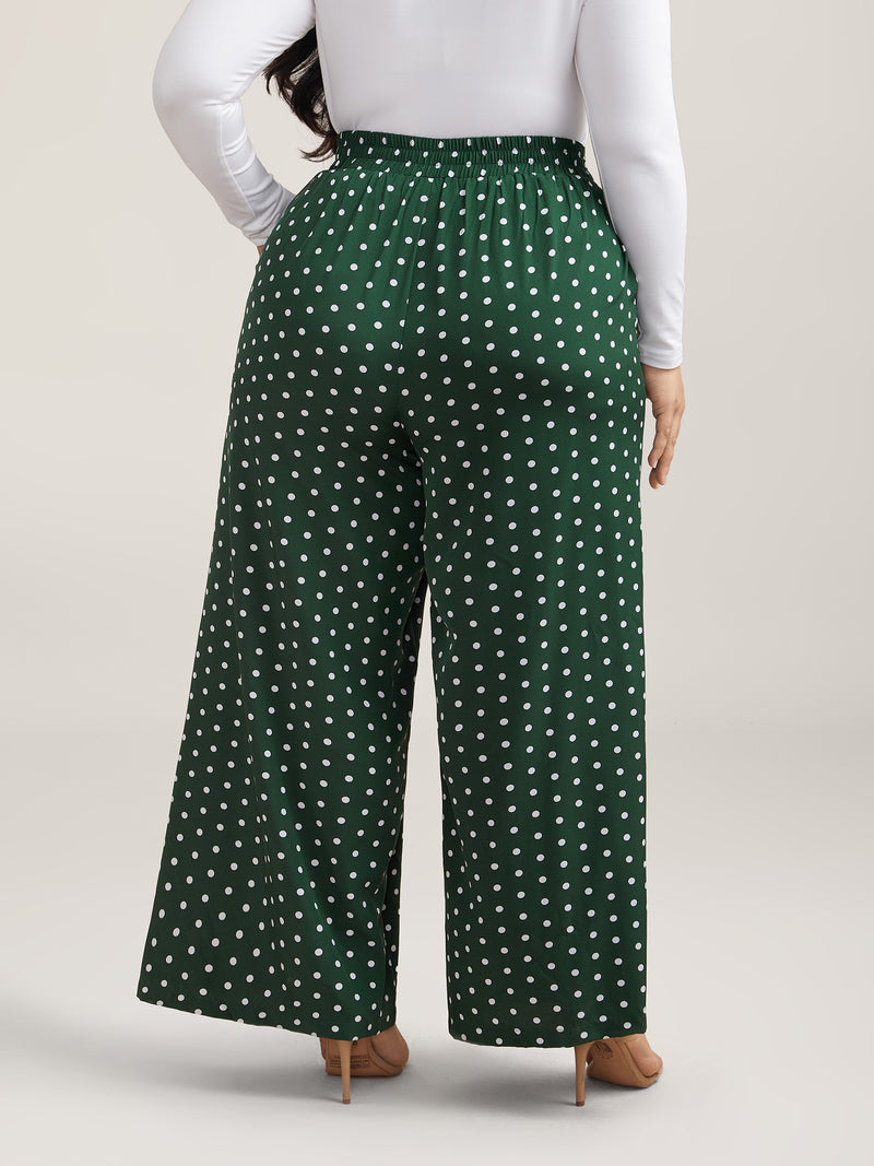 Polka Dots Tied Wide Leg Pants